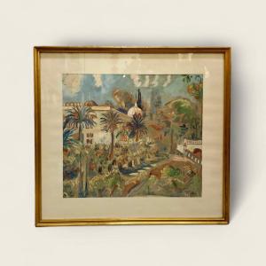Oscar Spielmann, Orientalist Painter, Gardens Of The Palais Massena And Negresco In Nice 