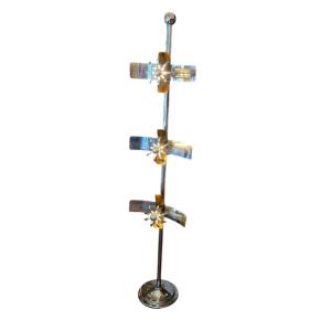 Space Age Floor Lamp, Chrome Metal, 1970s, Italy