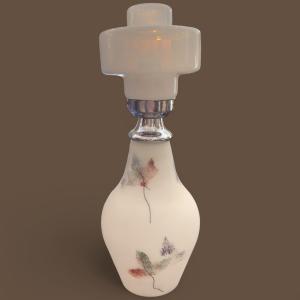 Lampe vintage italienne en verre de Murano et acier chromé, décor de feuilles, 1970