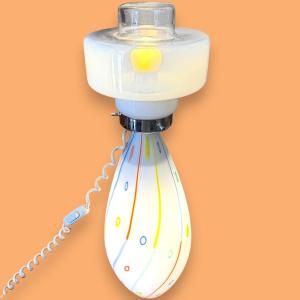 Lampe vintage italienne en verre de Murano et acier chromé, décor moderne-pop, 1970