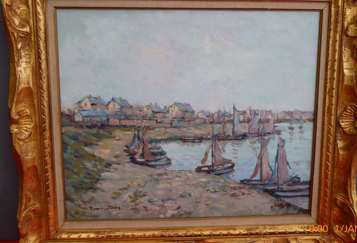 Henri Stenn (1903-1993) - " Quiberon"  en Bretagne - Port -photo-1