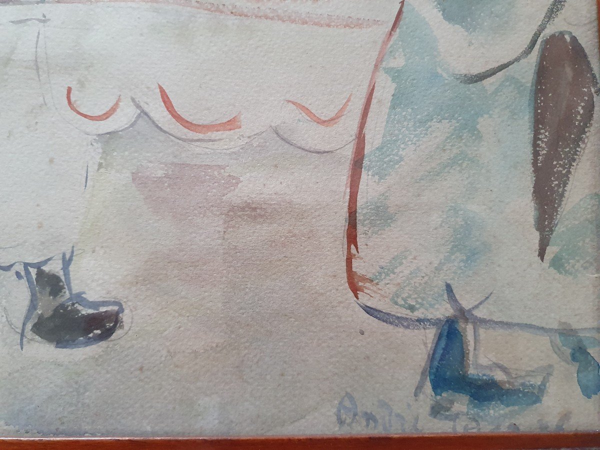 French Breton School - "pardon Procession" Watercolor - 20th Century. -photo-1