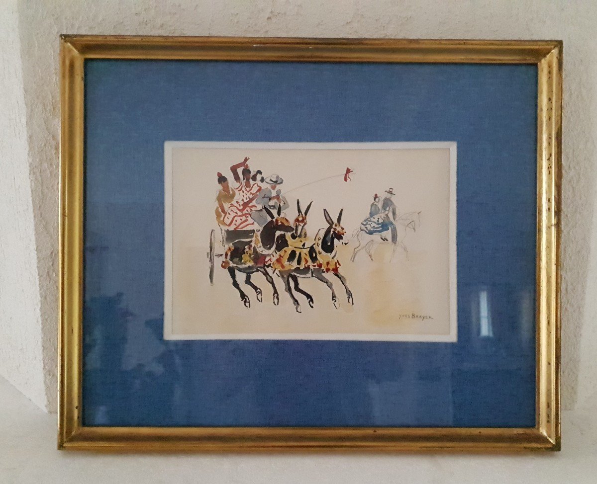 Yves Brayer (1907-1990) - Watercolor And Pencil - Horses And Feria -photo-4