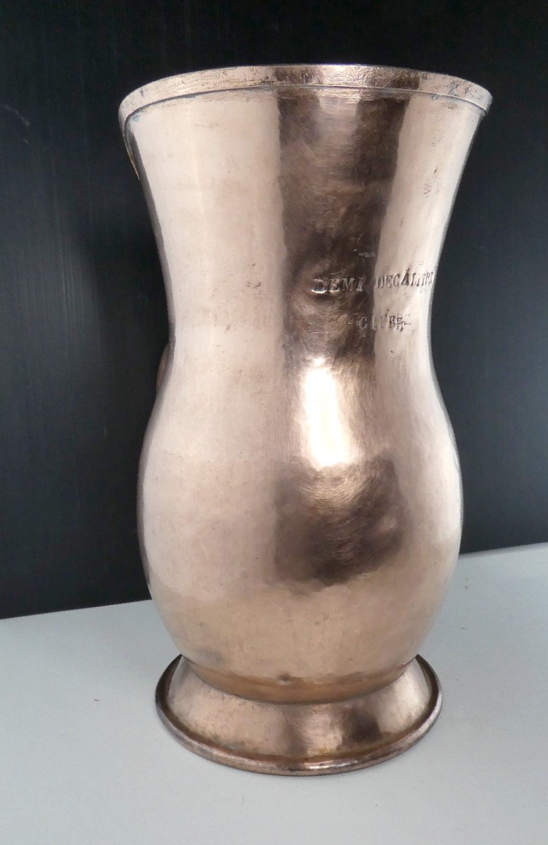 Copper Measure From Winemaker Mr. Cifre, Half-decalitre, Circa 1840, Nice Shape-photo-4