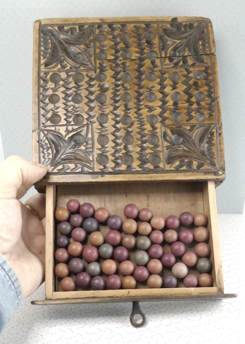 Homemade Carved Wood Game. French Primitive Aggravation Board Game, Antique