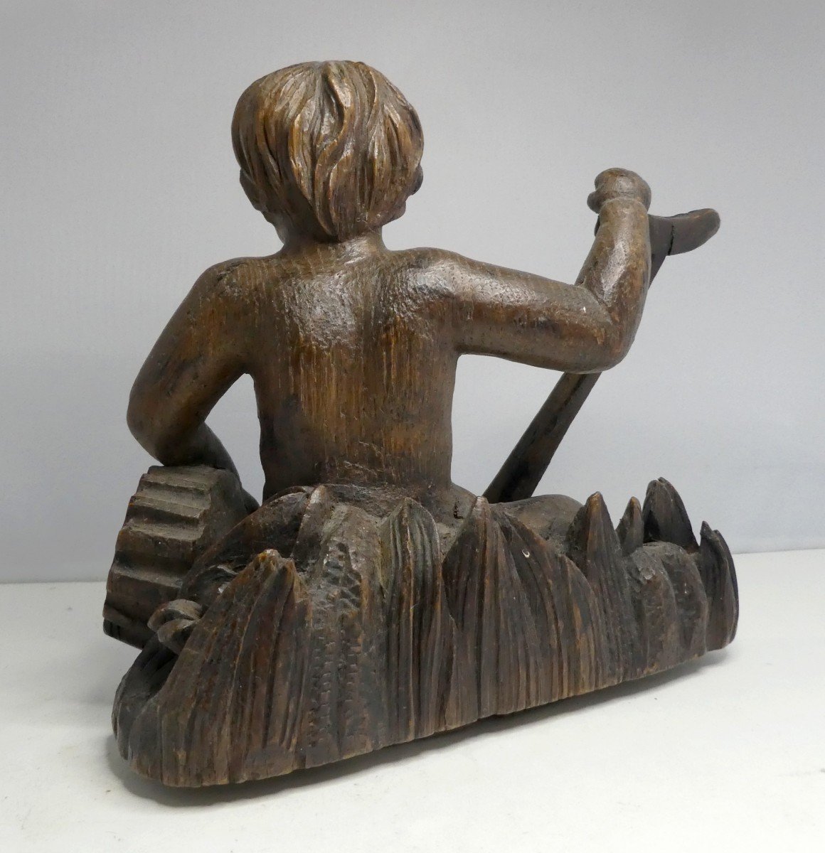 Allegory Of River, Small Carved Wood Pediment, Early 19th Century-photo-4