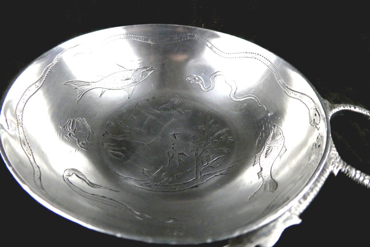 Curious Japonist Wine Tasting Cup, Silver Minerva Late 19th Century-photo-3