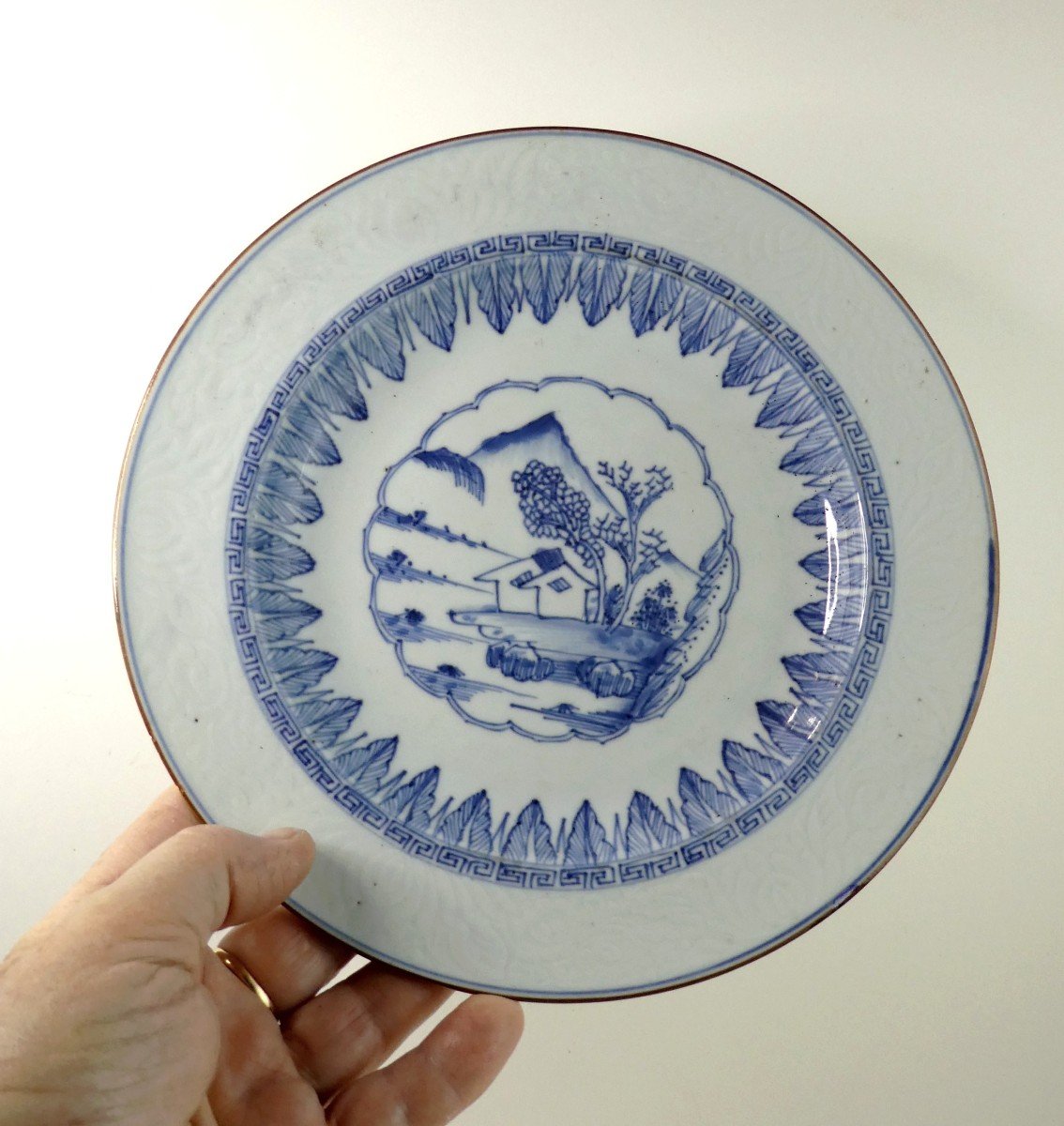 Chinese Blue, Embossed Wing,  18th Century Plate-photo-2