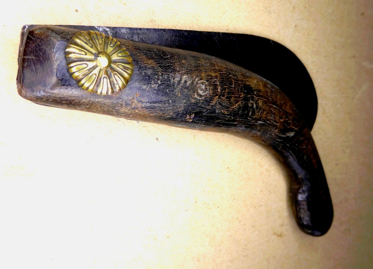 French Winegrower's Knife, Horn, Steel, Marked, Worn By Using, 19th Century-photo-1