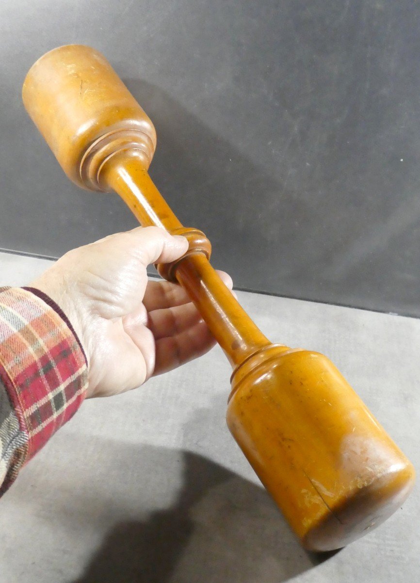 Turned Boxwood: Huge Mortar Pestle, Pharmacy, 19th Century