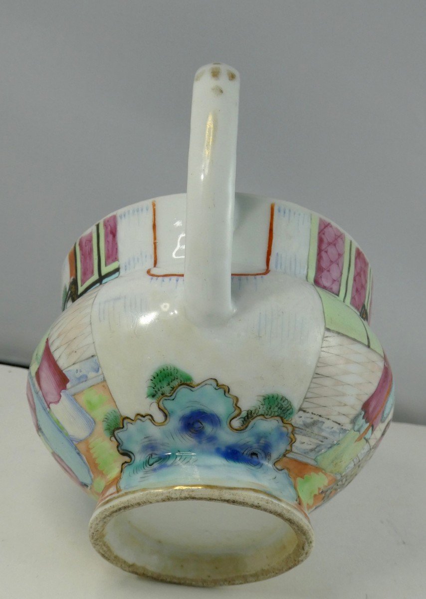 Crémier Porcelaine De Chine, Canton, Le Mandarin Et Sa Cour-photo-1