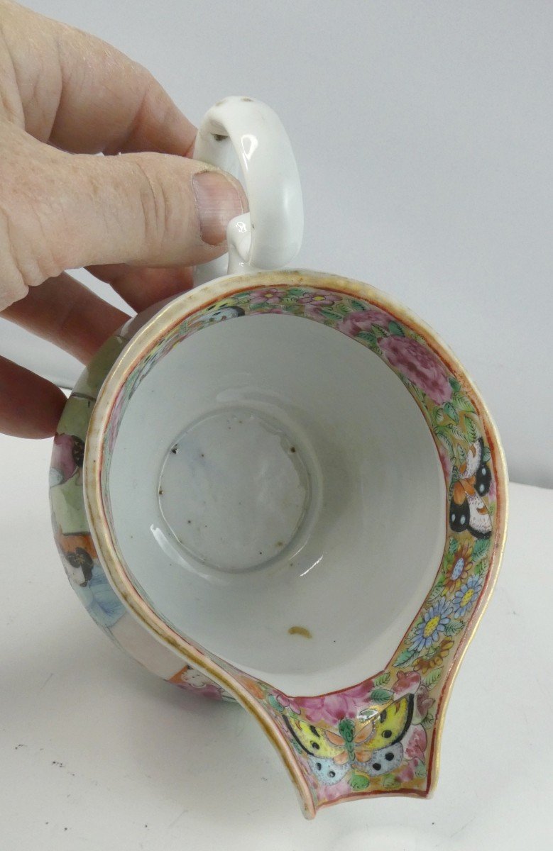 Crémier Porcelaine De Chine, Canton, Le Mandarin Et Sa Cour-photo-4