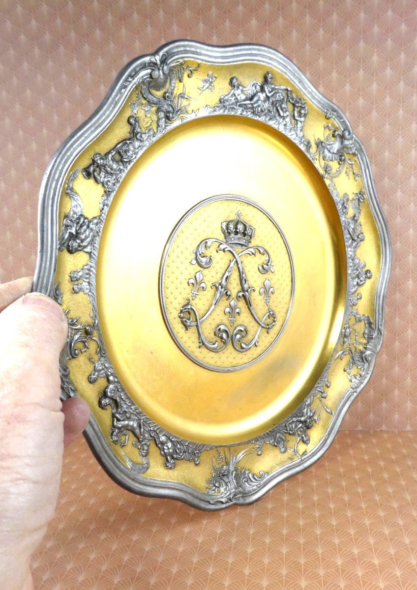 Etain d'Or, Assiette Royale Par Jules Brateau, Qualité Musée