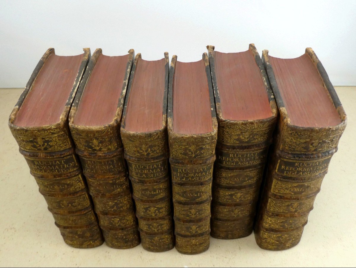 Suisse: Ruchat, Abraham, Histoire De La Réformation De La Suisse, 6 Beaux Volumes, 1740-photo-4