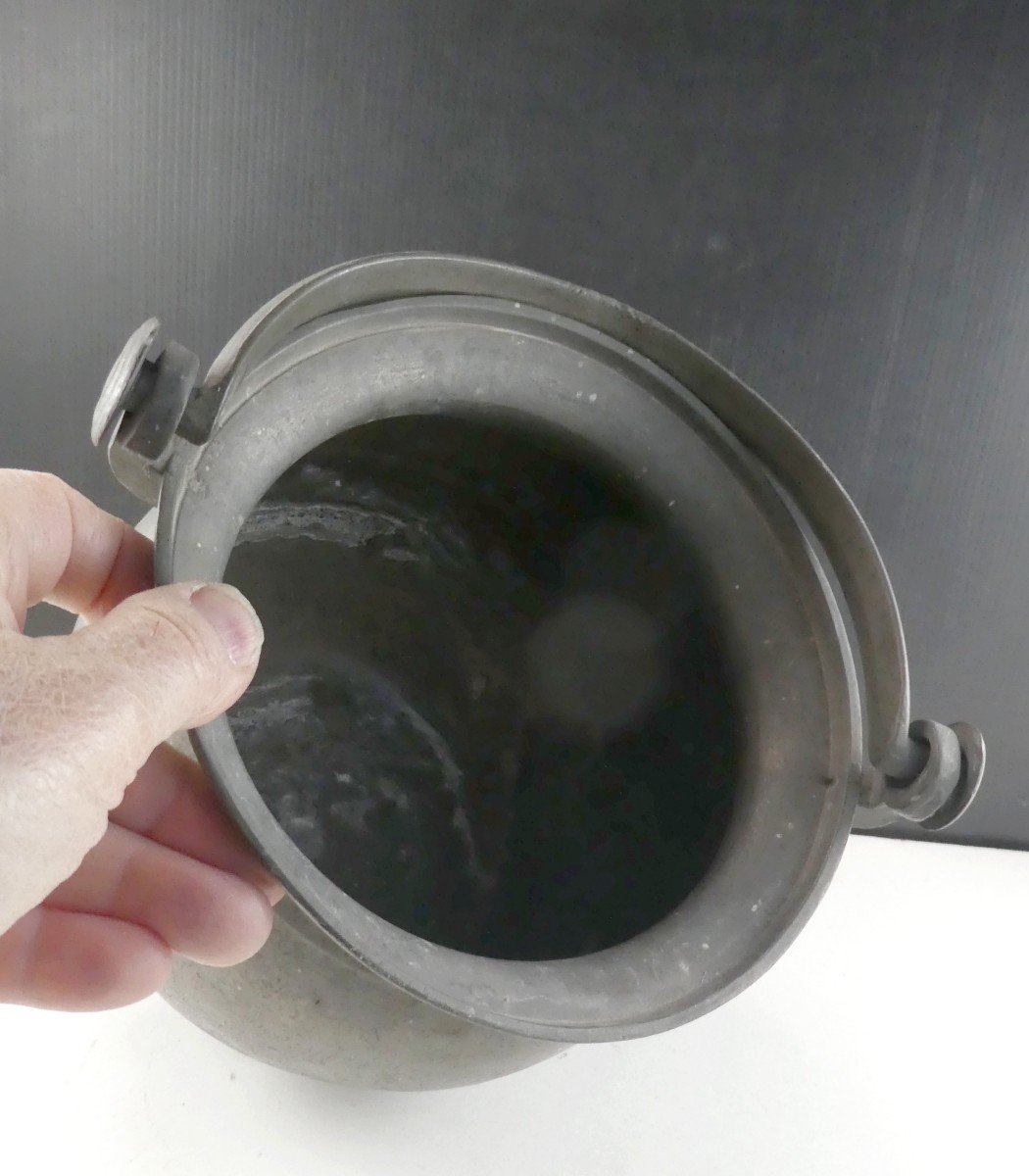 Bellied Meal Holder, Pewter, 18th Century Hallmarks-photo-2