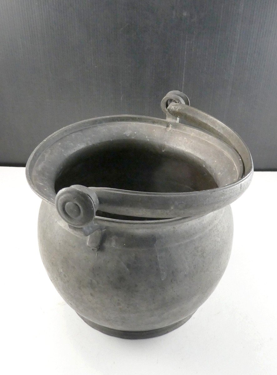 Bellied Meal Holder, Pewter, 18th Century Hallmarks-photo-3