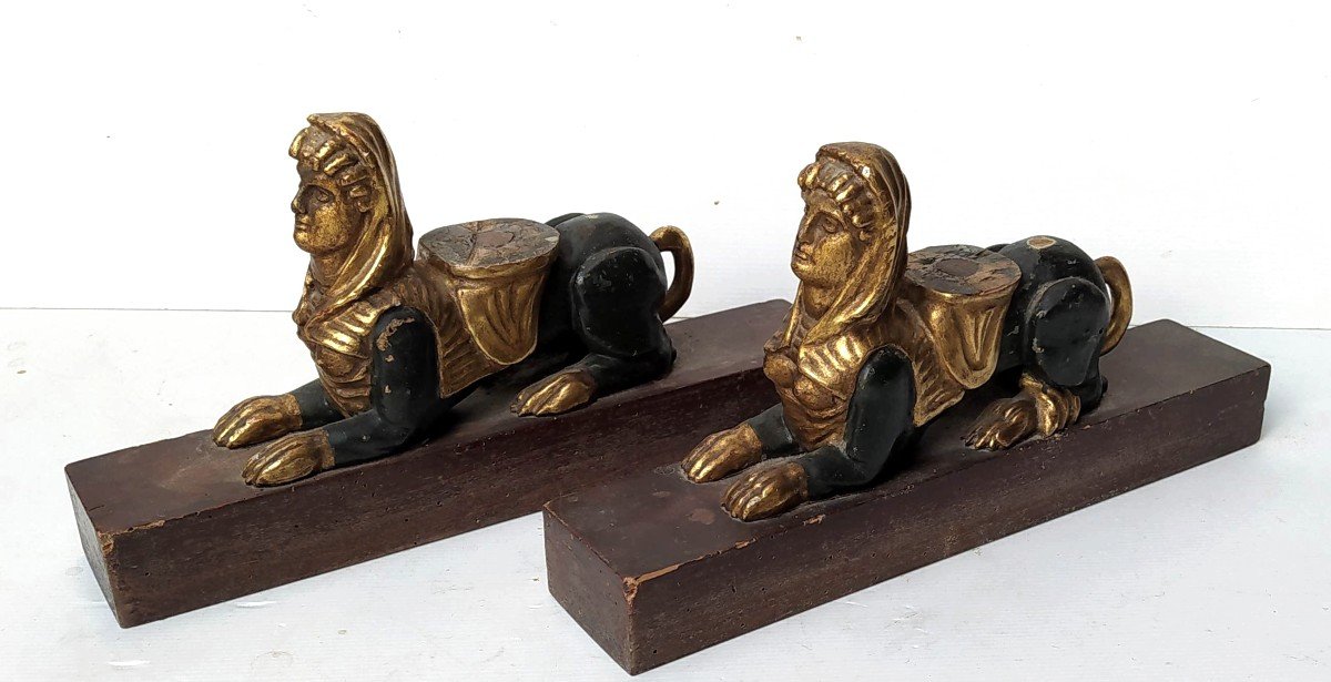 Goldleaf Wood Sphinxes, Empire Furniture Feet, Early 19th-photo-2