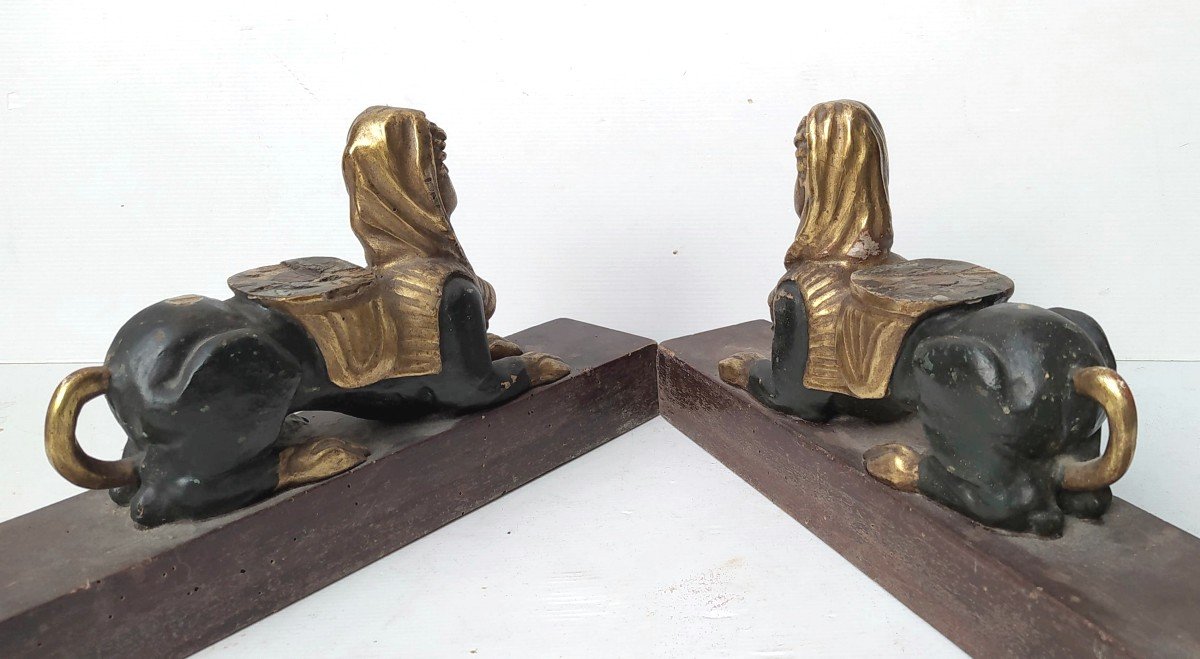 Goldleaf Wood Sphinxes, Empire Furniture Feet, Early 19th-photo-3