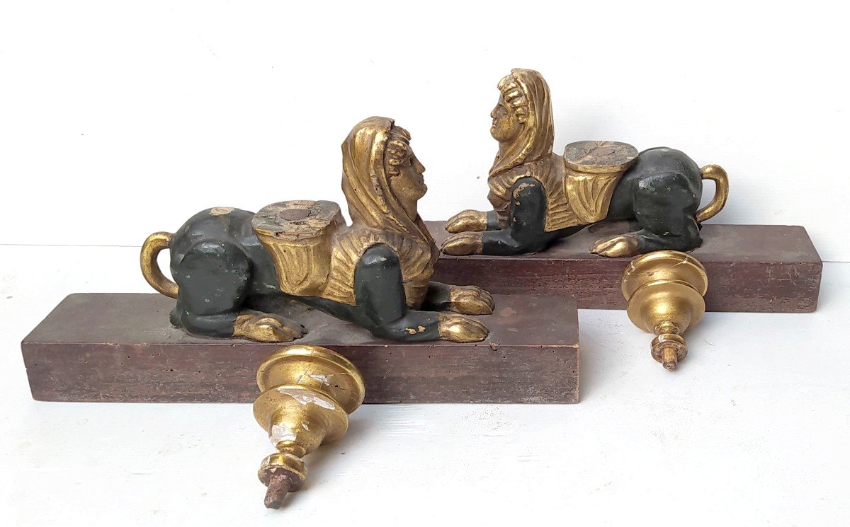 Goldleaf Wood Sphinxes, Empire Furniture Feet, Early 19th