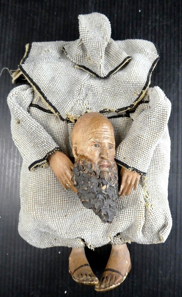 Musée : Blague à Tabac Moine Perles De Verre Et Bois Polychrome,  Milan? 18e Siècle-photo-3