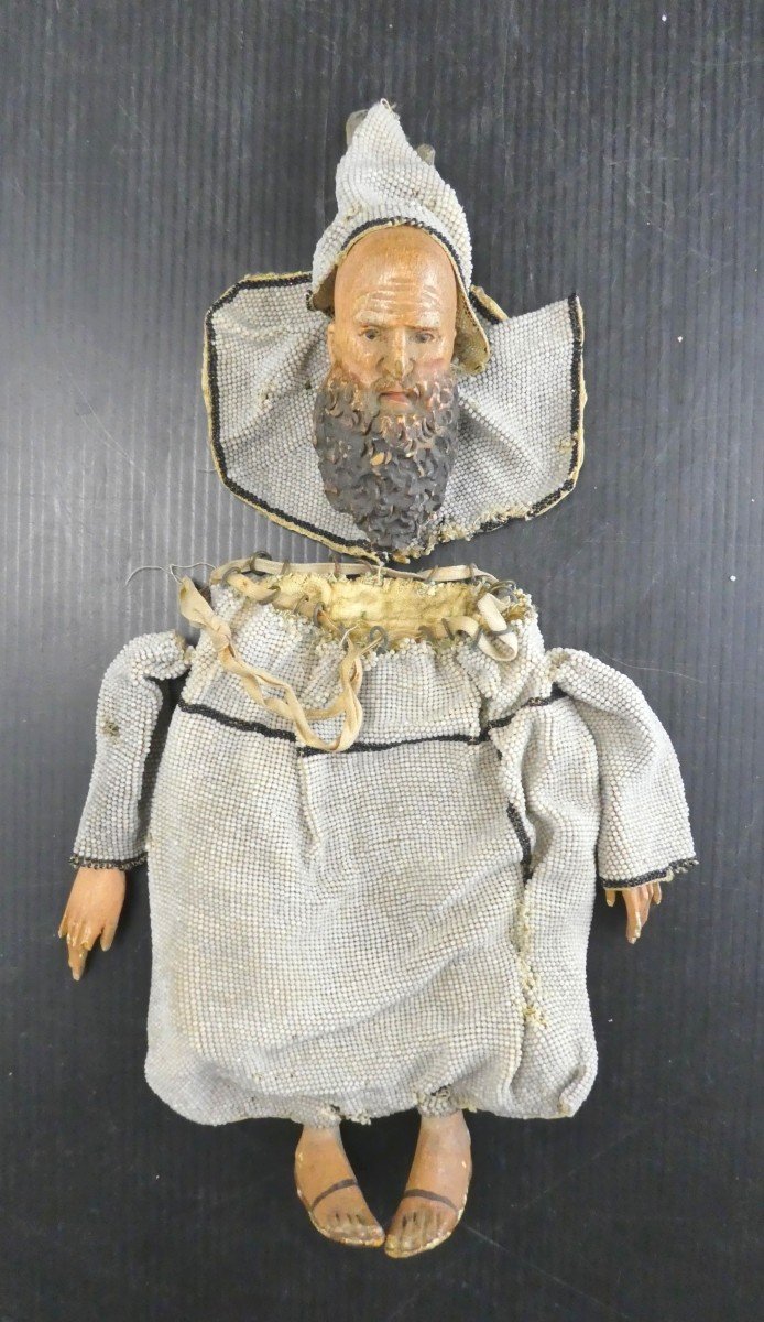 Musée : Blague à Tabac Moine Perles De Verre Et Bois Polychrome,  Milan? 18e Siècle