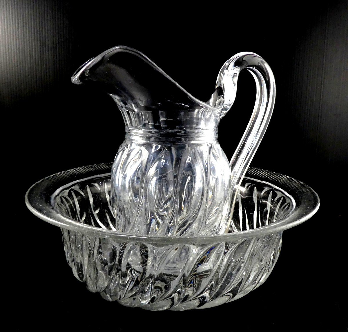 Baccarat, 1835 Period: Ewer And Table Basin, Heavy Cut Crystal