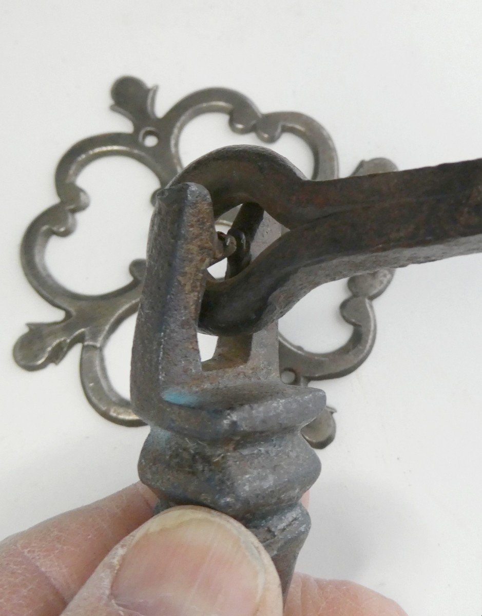 Marteau De Porte Forgé, 17e Siècle, Heurtoir Tête De Chien, Auvergne-photo-2