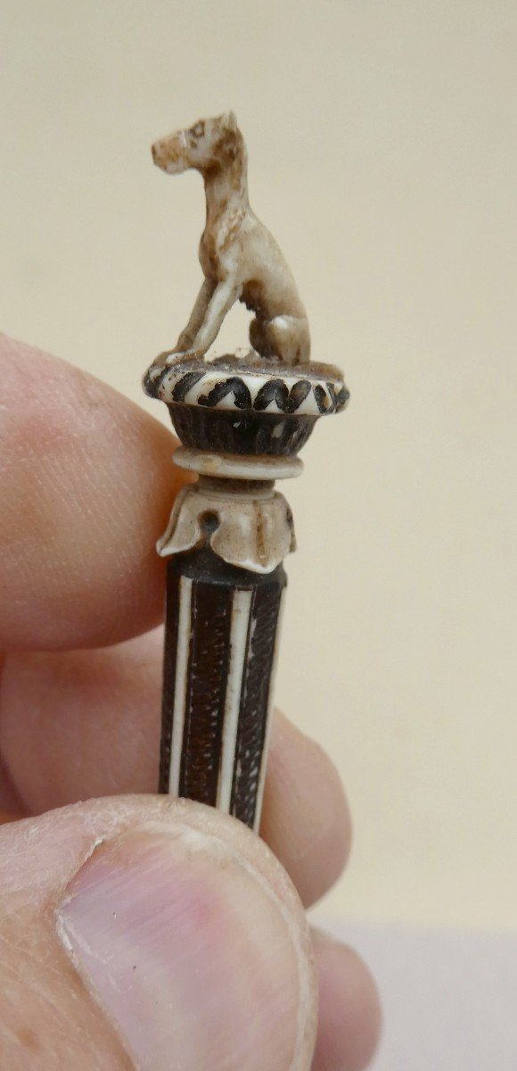 Luxurious Tiny Instrument, Carved Deer Antler, 19th Century-photo-3
