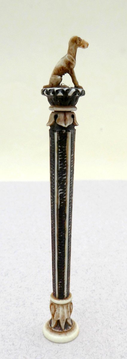 Luxurious Tiny Instrument, Carved Deer Antler, 19th Century