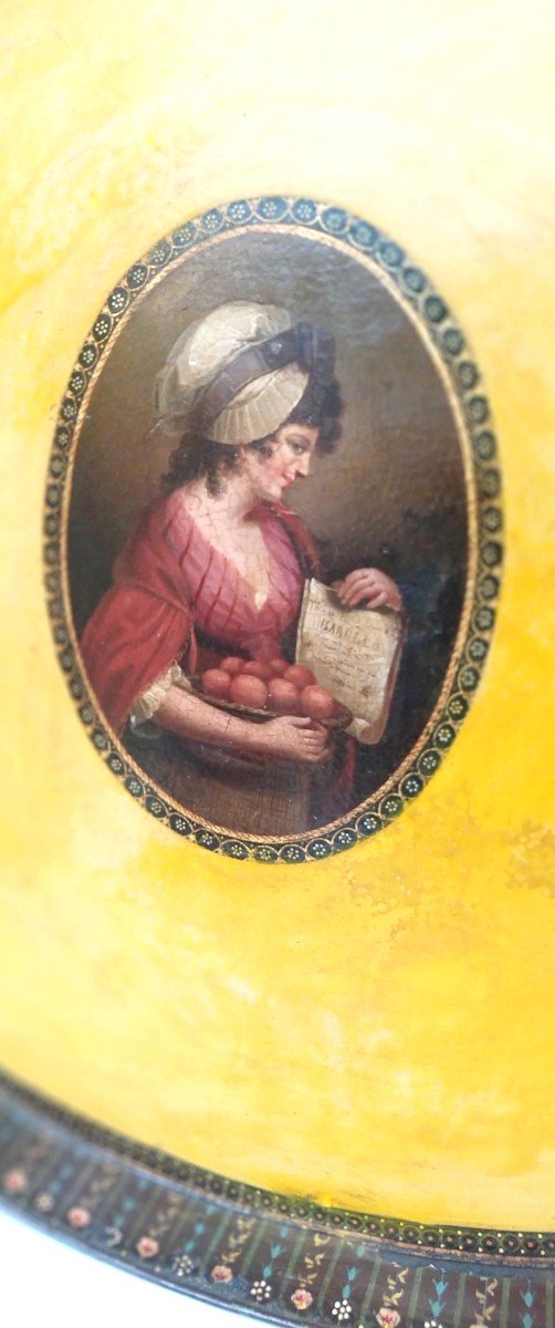 Grand Plateau Regency Tôle Peinte Jaune Citron ! Vers 1820, Belle Qualité-photo-4