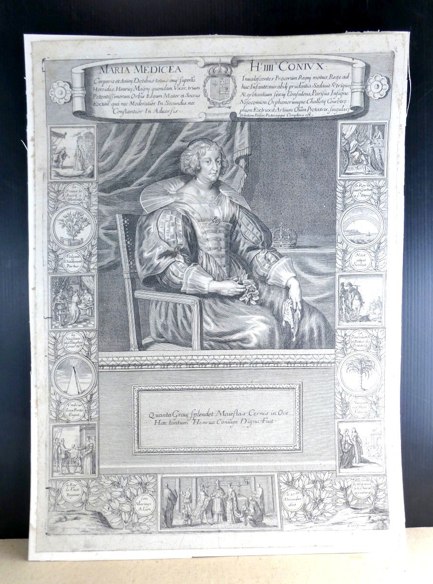 Marie De Medici, Print From Galerie De Richelieu, François Bignon, 17th Century