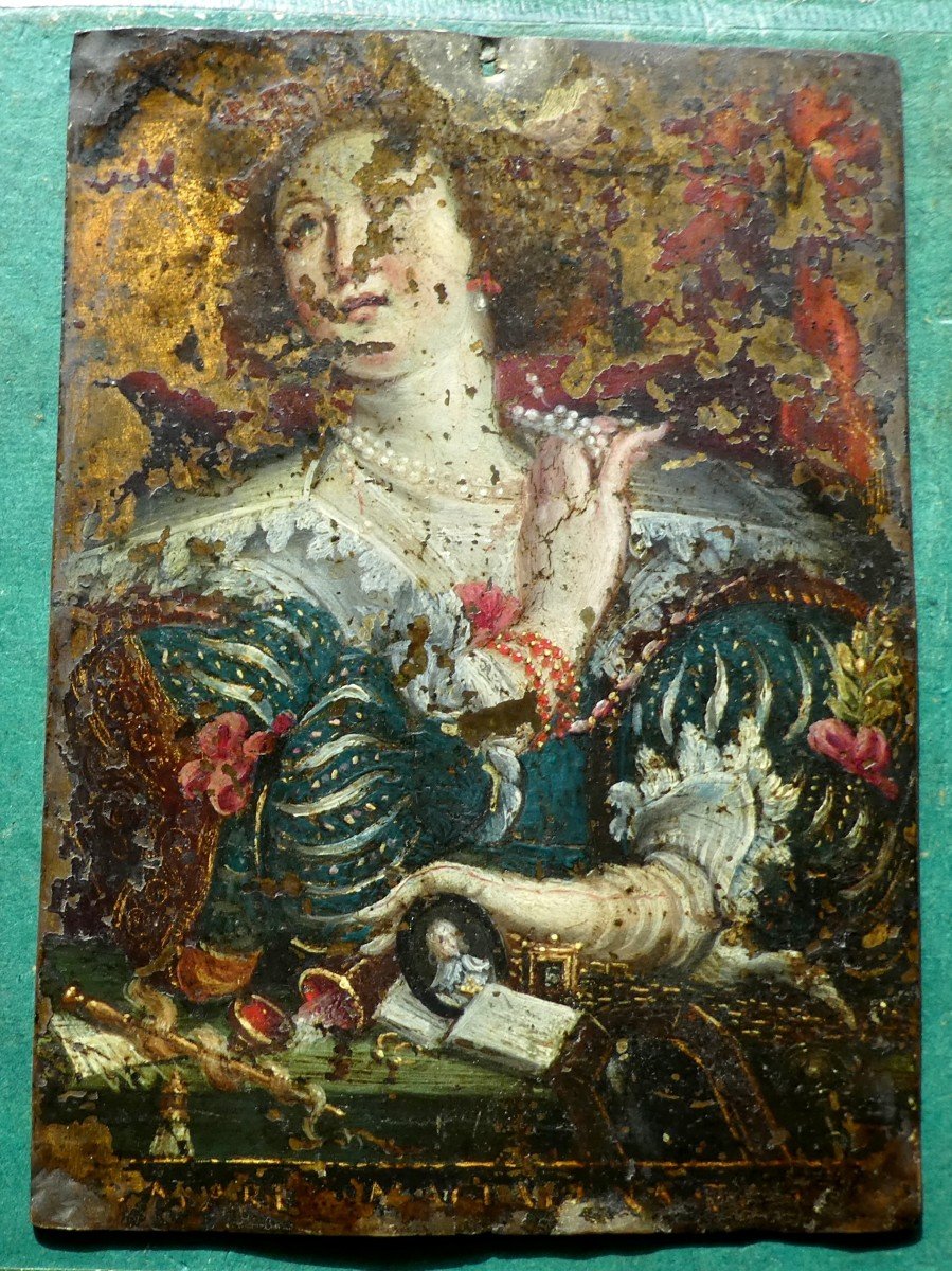 Musée : Portrait D’époque, La Reine Anne, Vers 1620, Cuivre, état De Découverte