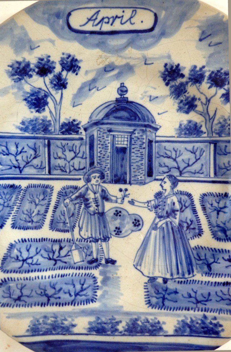 Month For Gardens: April, Delft Style 18th, Large Plate-photo-3