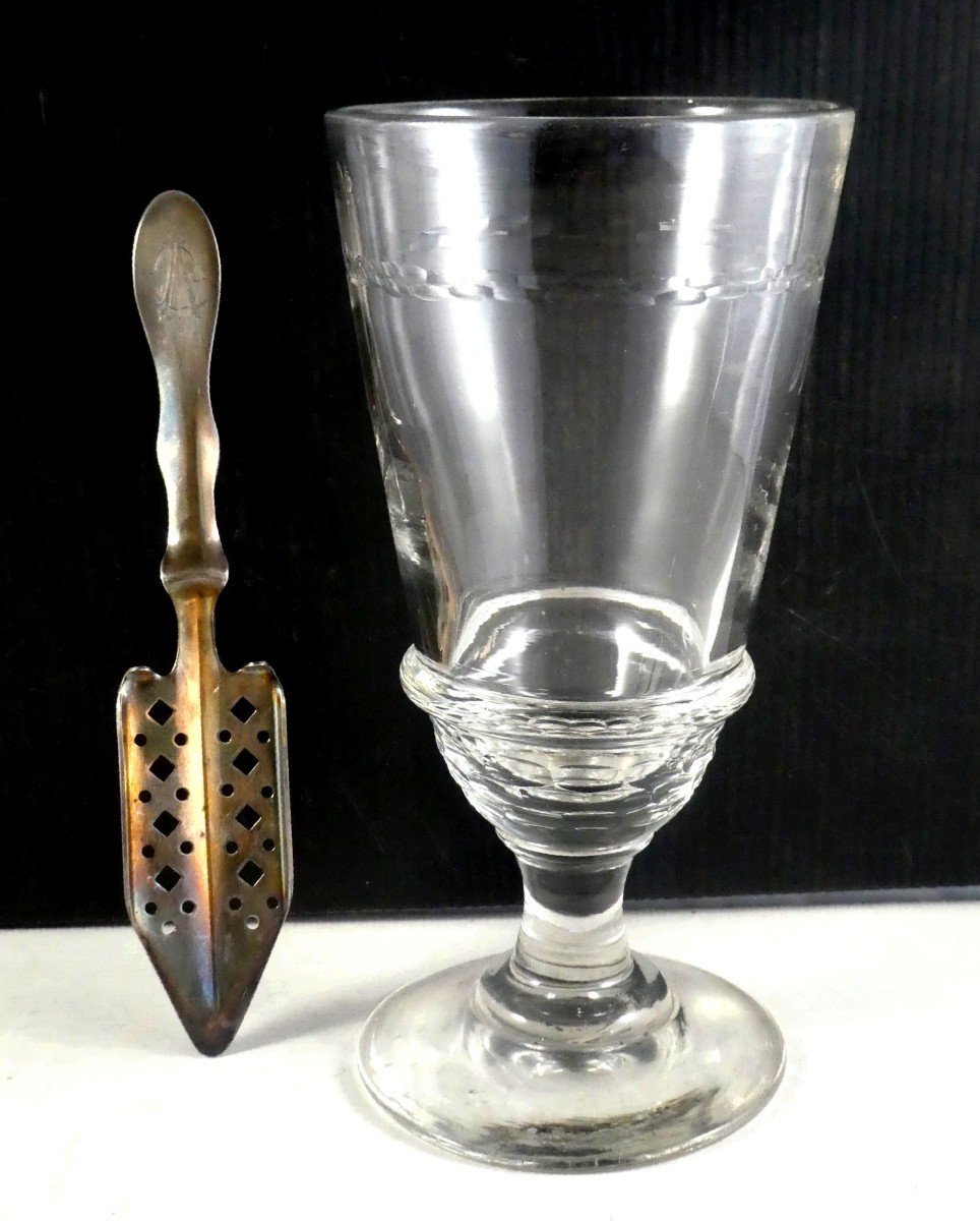 Absinth: Grand Cordon + Spoon Engraved By Goldsmith Ercuis, Late 19th Century-photo-2