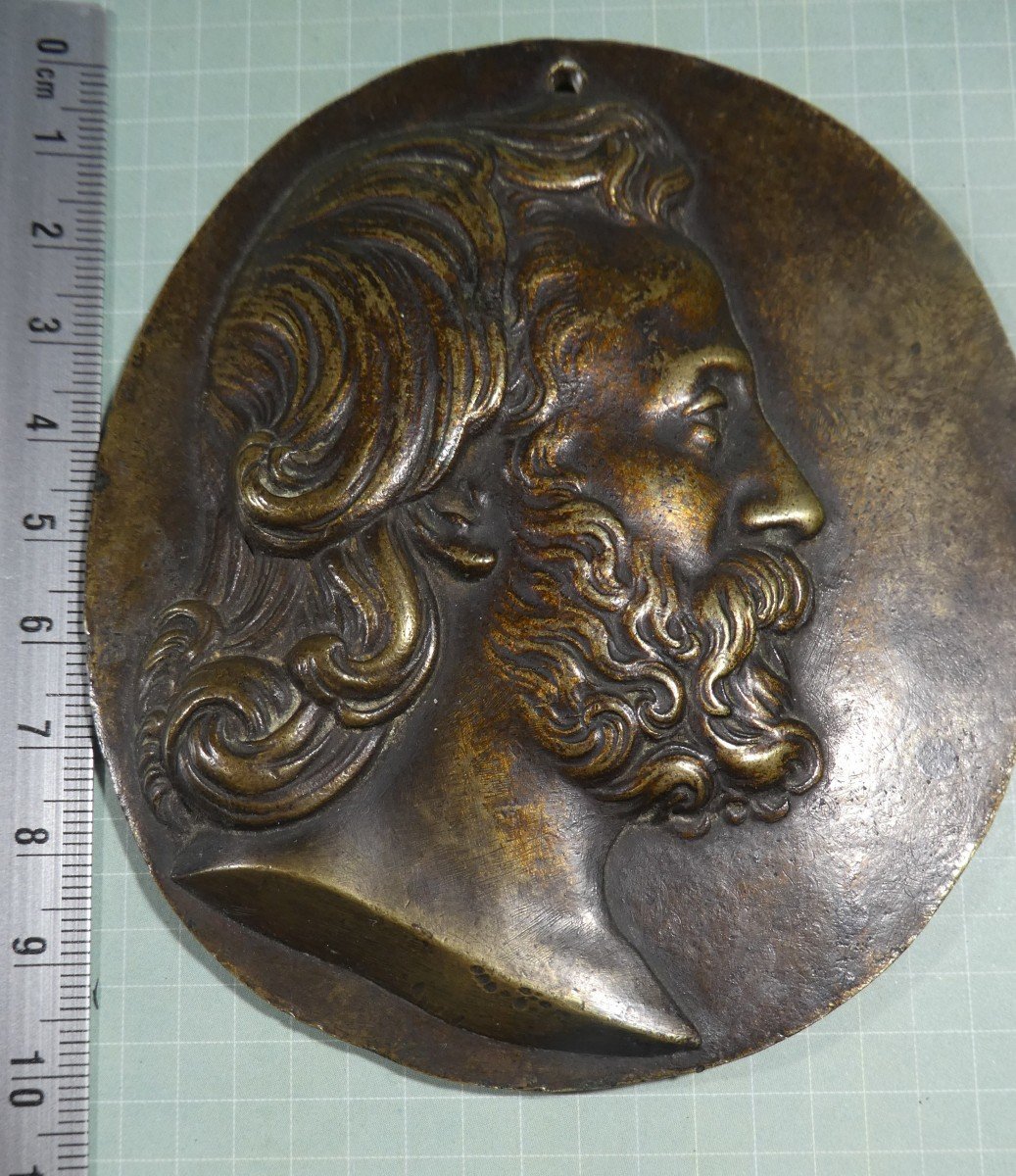 Plaquette Bronze : Profil D’un Beau Barbu, Vers 1845, possiblement Guiseppe Verdi ?-photo-1