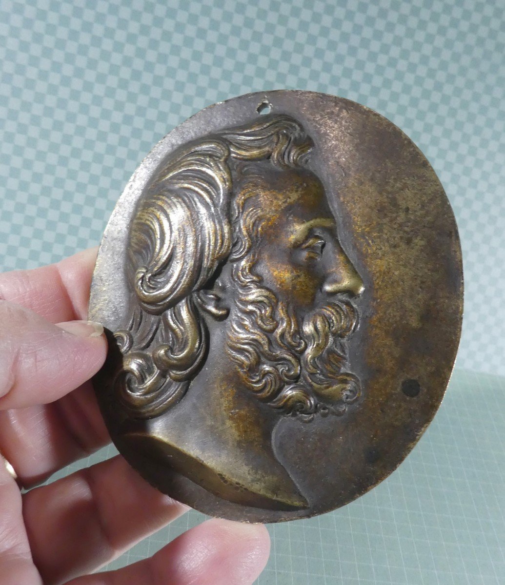 Plaquette Bronze : Profil D’un Beau Barbu, Vers 1845, possiblement Guiseppe Verdi ?