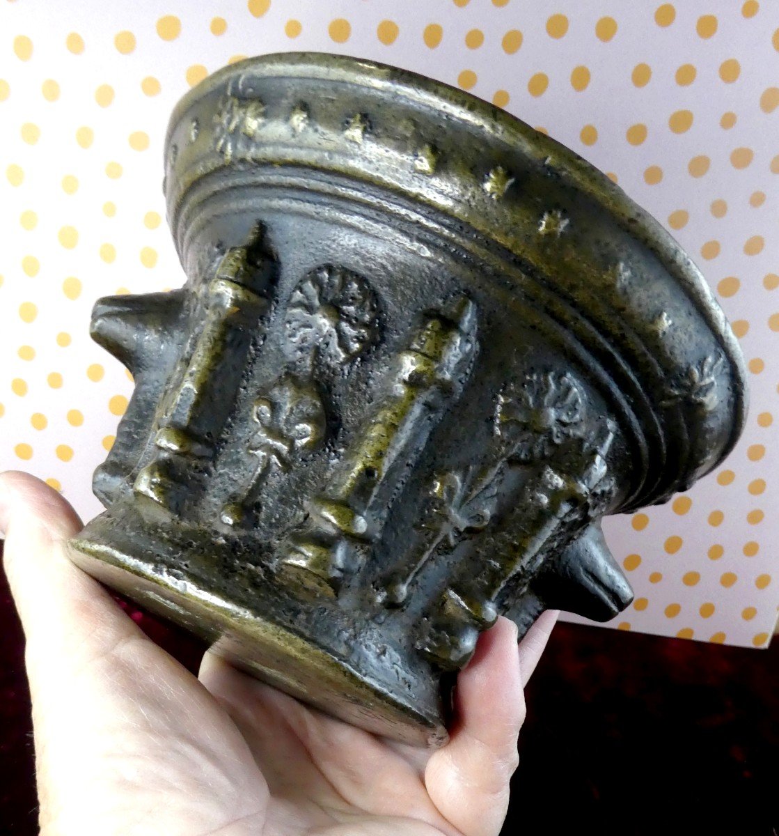 Mortier D’apothicaire Bronze à Poignées, Début Du 17e Forez-photo-2