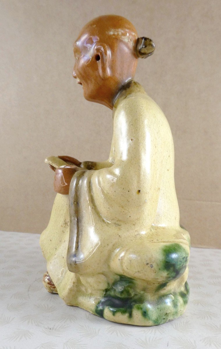 Glazed Terracotta China, 19th Century: Seated Scholar-photo-2