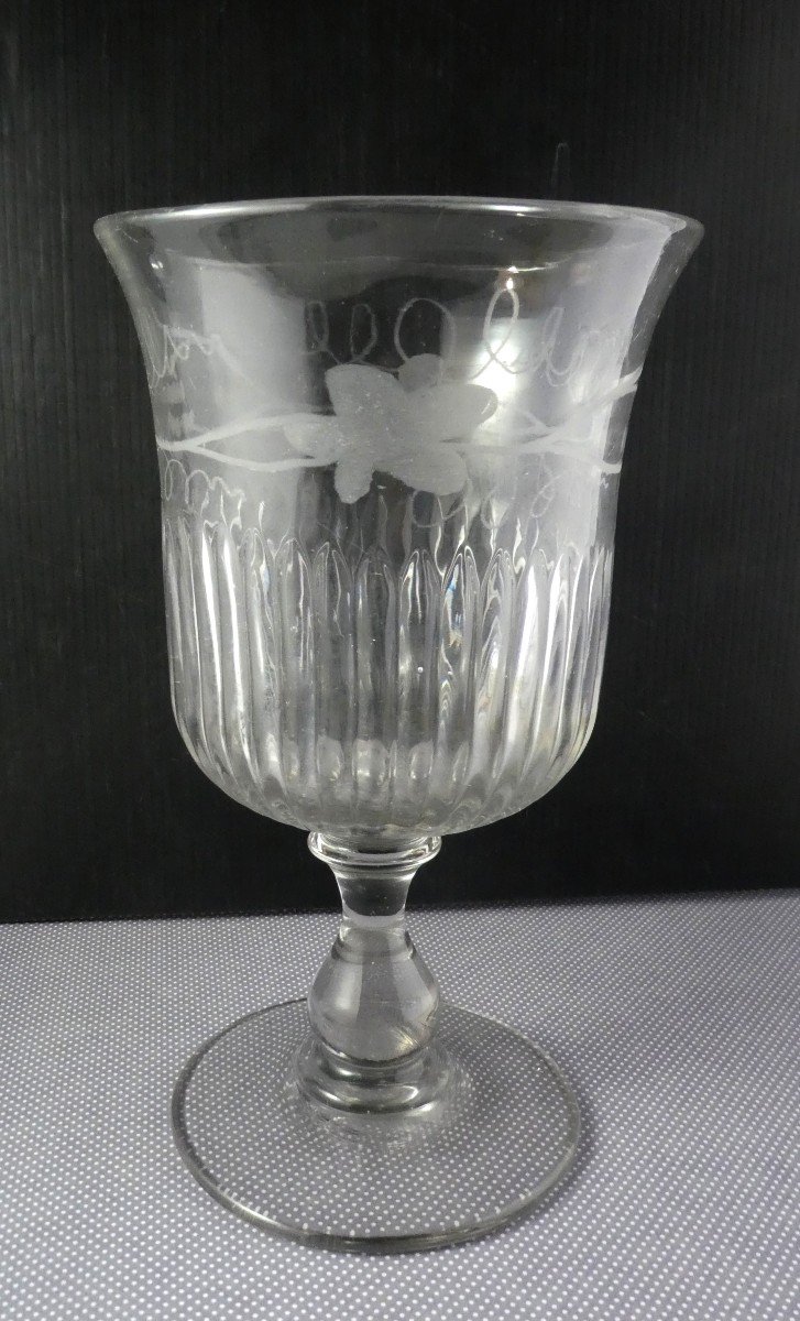 High Grape Cooler, Blown-engraved Glass, Louis Philippe Period-photo-4