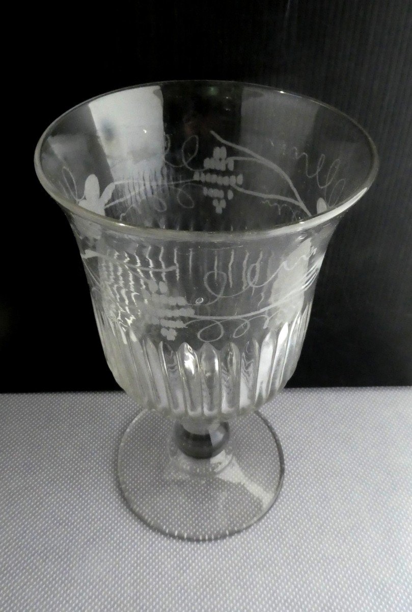 High Grape Cooler, Blown-engraved Glass, Louis Philippe Period-photo-1