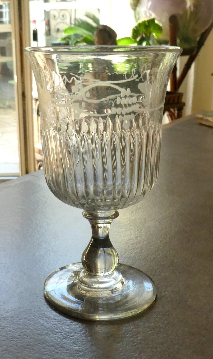 High Grape Cooler, Blown-engraved Glass, Louis Philippe Period