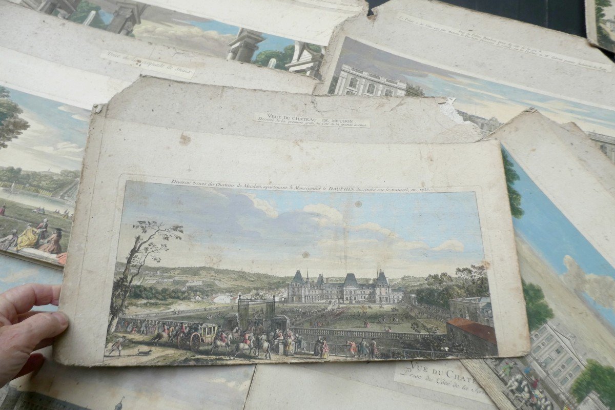 14 Zograscope Plates, Dated Circa 1730: Castles And Palaces, Superb.-photo-1