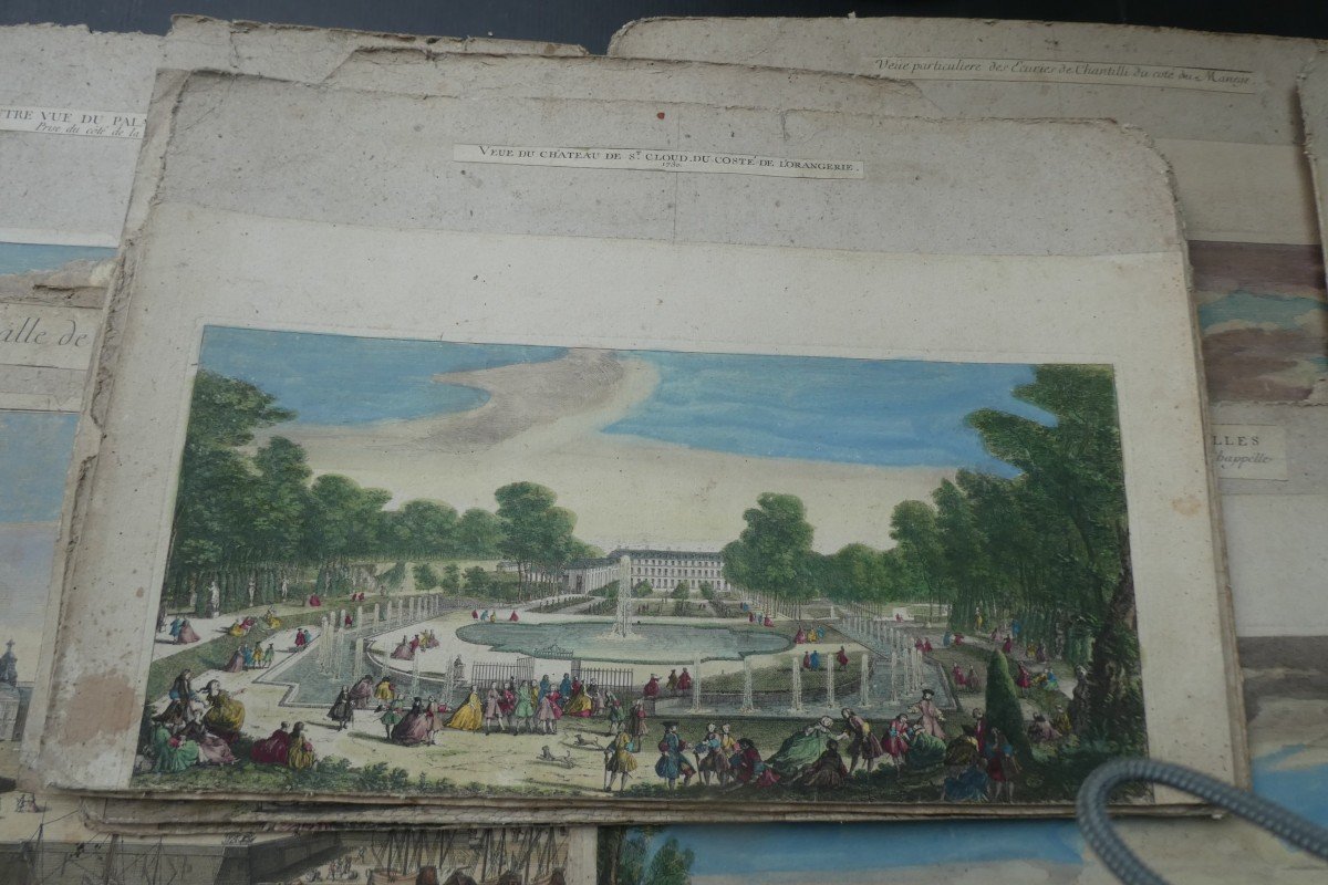 14 Zograscope Plates, Dated Circa 1730: Castles And Palaces, Superb.-photo-5