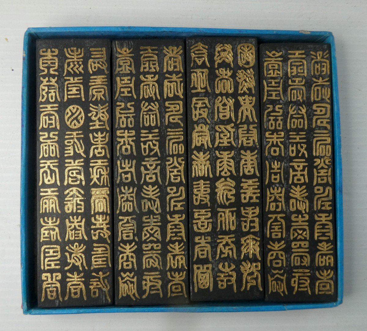 Précieuse Encre De Chine En écrin, Peinte Polychrome, Signée, 1900-photo-4