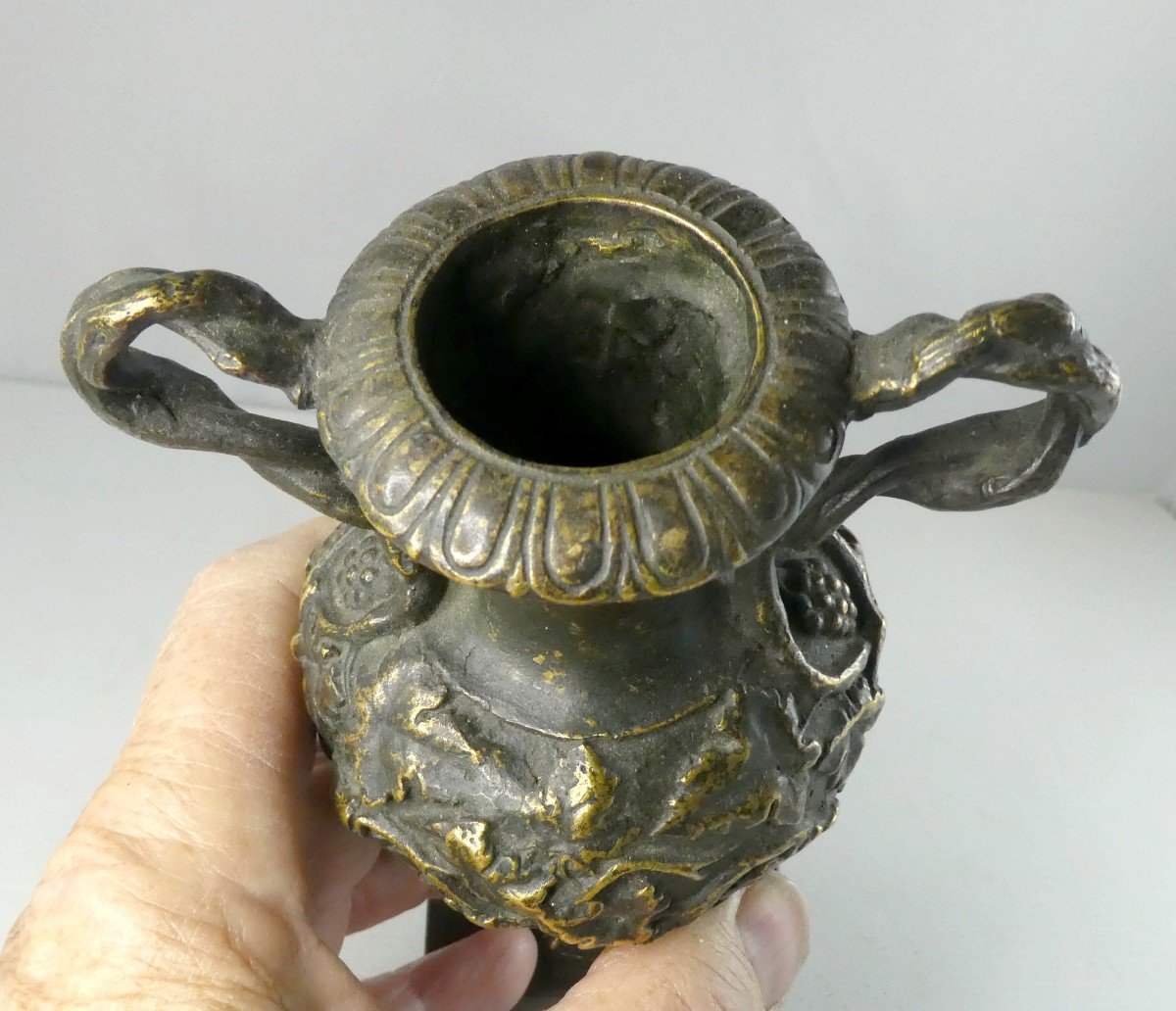 Petit Vase D’autel Bronze, Cire Perdue De Style Renaissance, 18 Ou 19e Siècle-photo-4