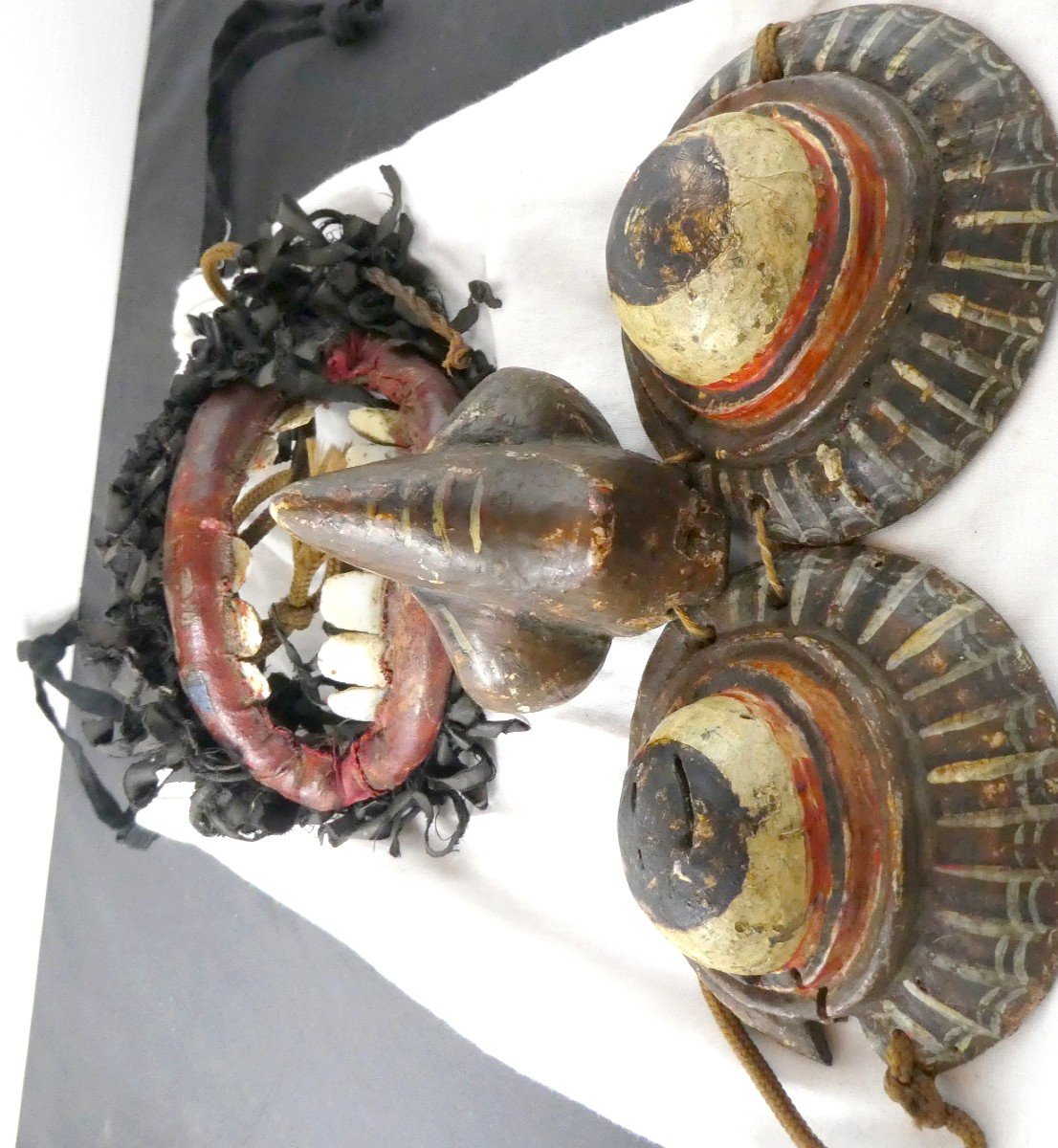 Ancien Masque Articulé  Rangda, Bali, 5 éléments Sculptés Et Peints, 20e Siècle, -photo-4