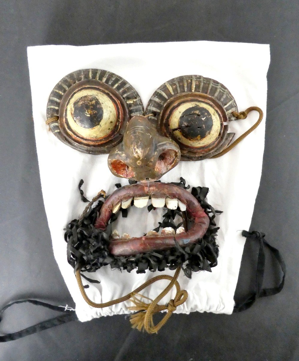Ancien Masque Articulé  Rangda, Bali, 5 éléments Sculptés Et Peints, 20e Siècle, 