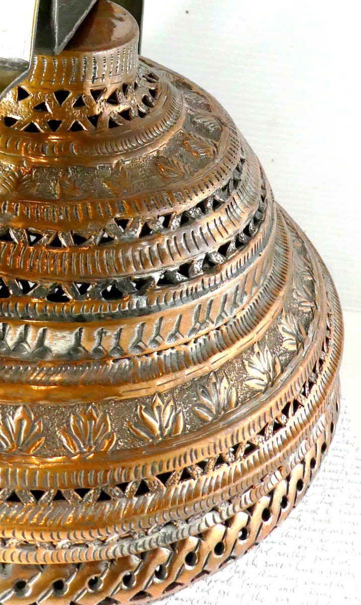 Cage à Feu, Dentelle De Cuivre Ajouré, Moyen Orient, 19e Siècle -photo-4
