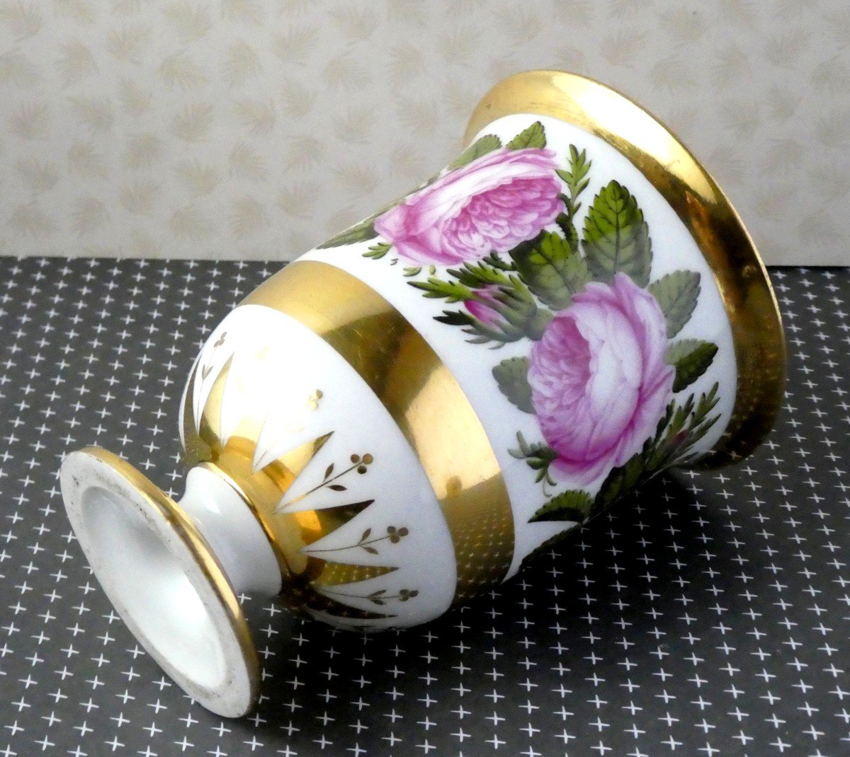 Haute Timbale After Redouté: Roses Of Joséphine…. Paris Porcelain-photo-2