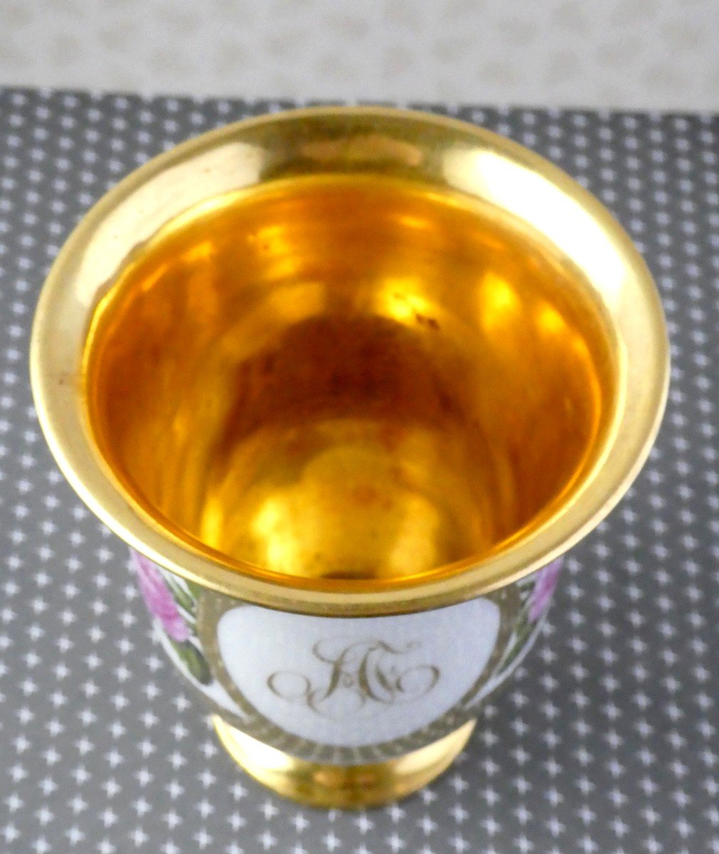 Haute Timbale After Redouté: Roses Of Joséphine…. Paris Porcelain-photo-1